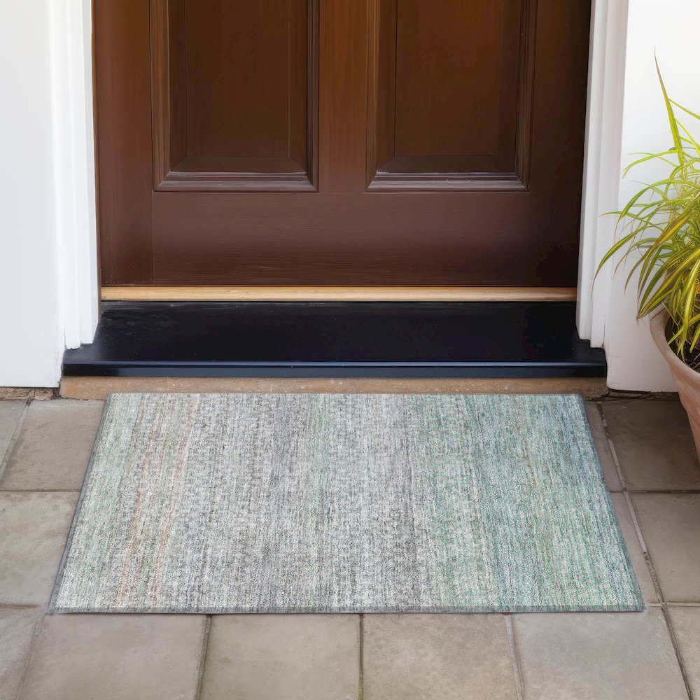 Machine Washable Indoor/Outdoor Chantille ACN2158 Beige 1'8" x 2'6" Rug. Picture 6