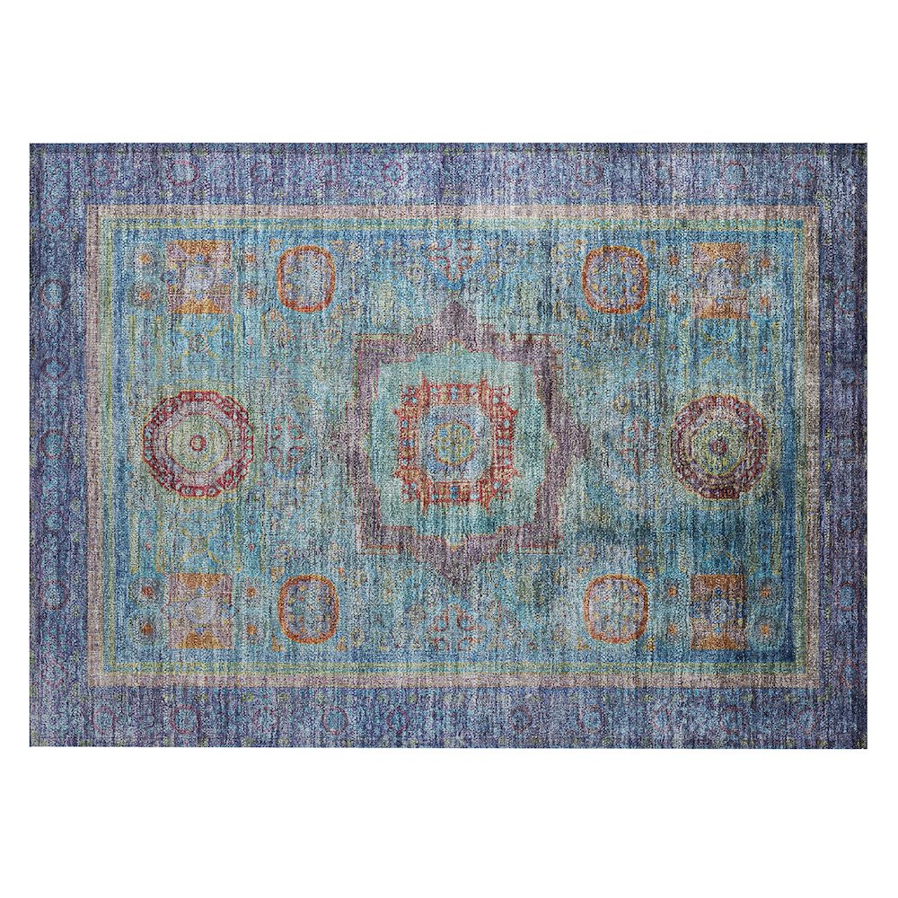 Machine Washable Indoor/Outdoor Chantille ACN2159 Teal 1'8" x 2'6" Rug. Picture 1