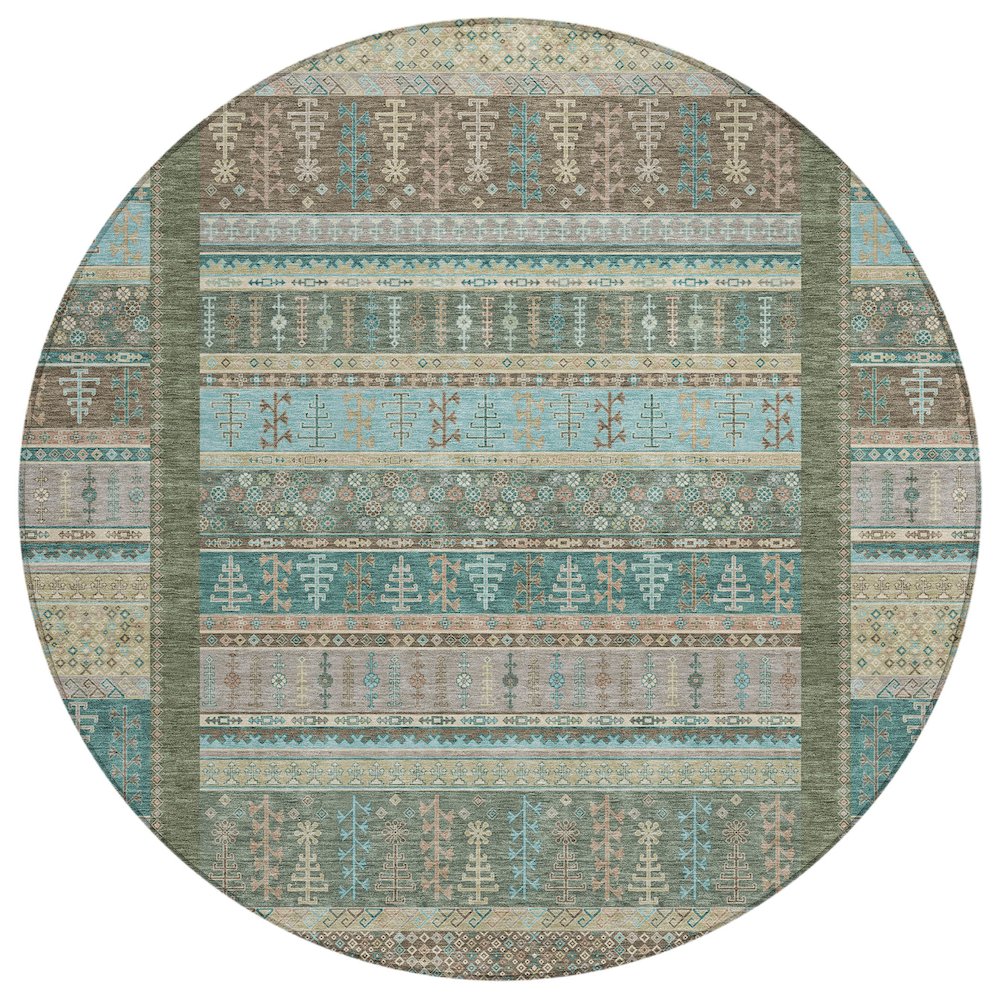 Machine Washable Indoor/Outdoor Chantille ACN2160 Aloe 8' x 8' Round Rug. Picture 1