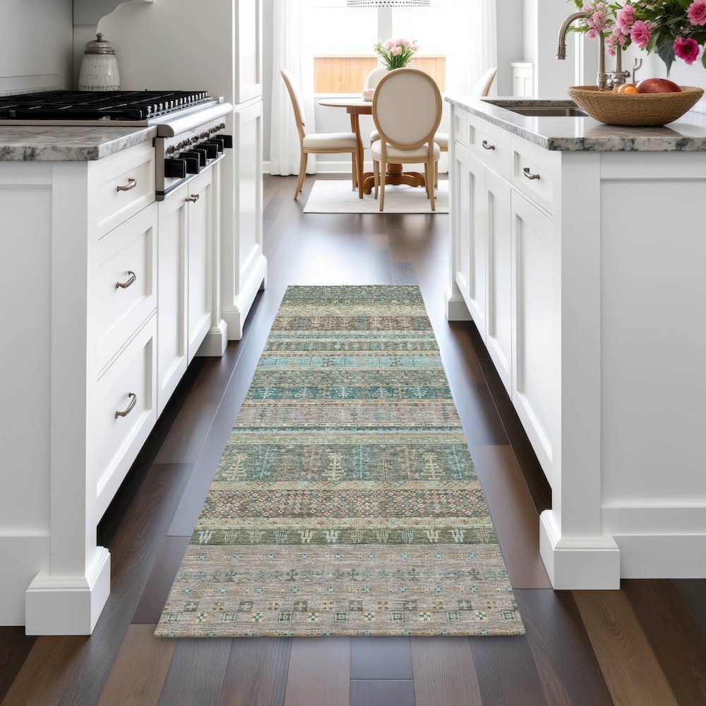 Machine Washable Indoor/Outdoor Chantille ACN2160 Aloe 2'3" x 7'6" Runner Rug. Picture 5