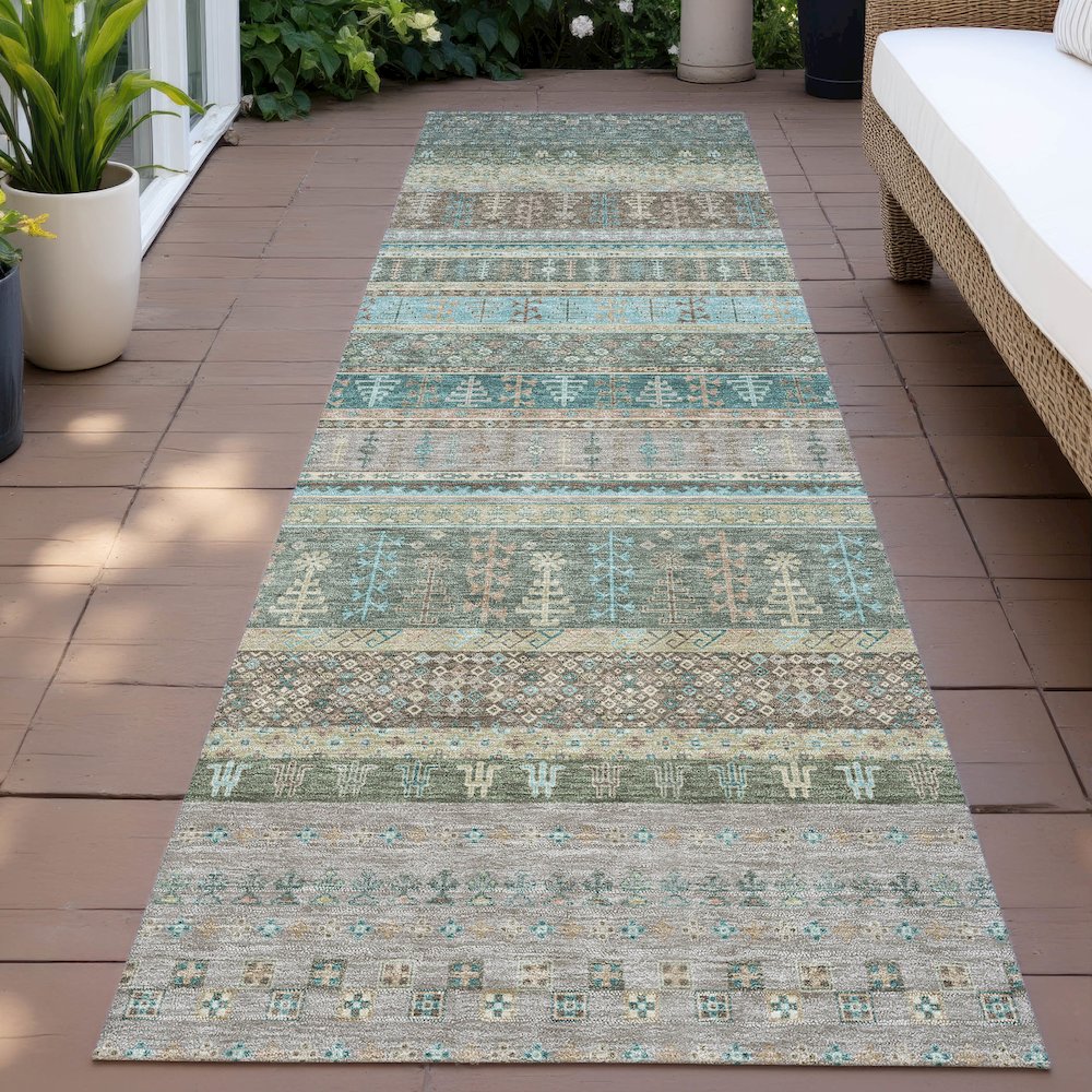 Machine Washable Indoor/Outdoor Chantille ACN2160 Aloe 2'3" x 7'6" Runner Rug. Picture 6