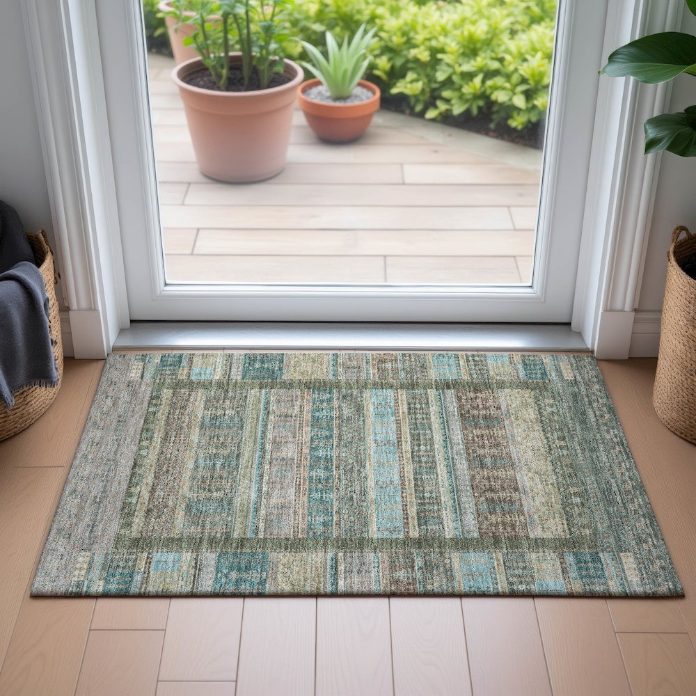 Machine Washable Indoor/Outdoor Chantille ACN2160 Aloe 1'8" x 2'6" Rug. Picture 5