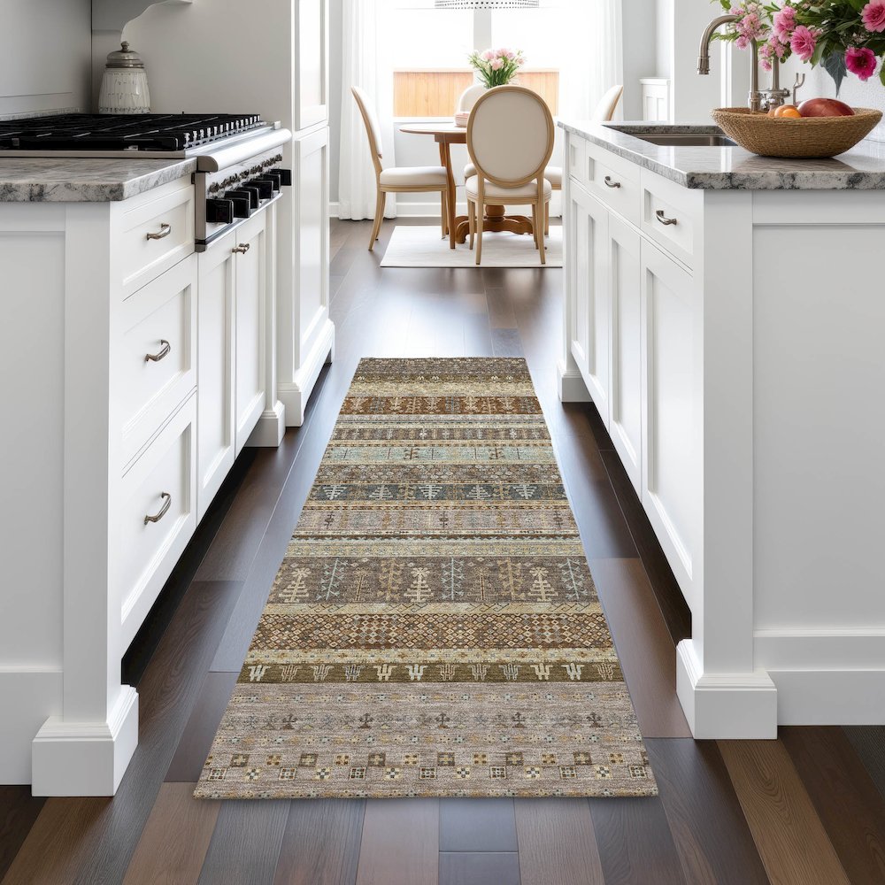 Machine Washable Indoor/Outdoor Chantille ACN2160 Brown 2'3" x 7'6" Runner Rug. Picture 5