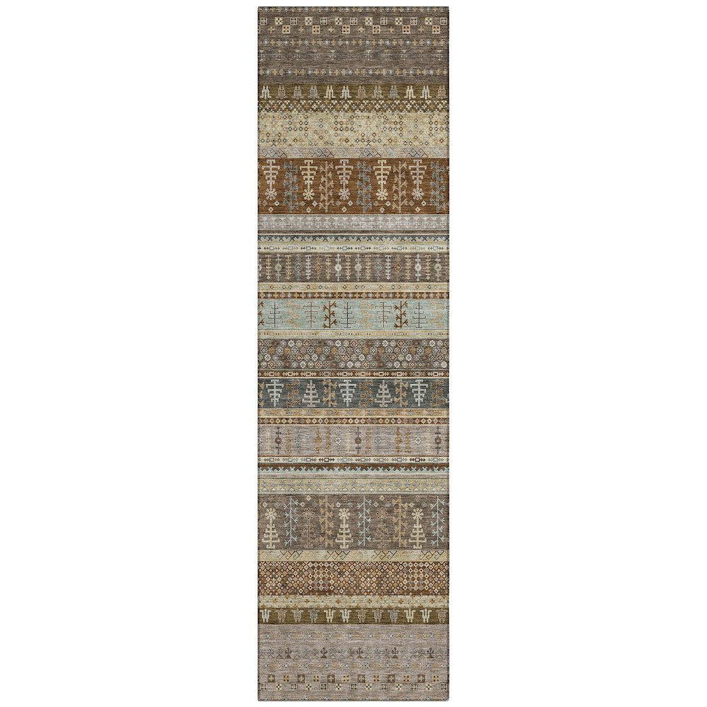 Machine Washable Indoor/Outdoor Chantille ACN2160 Brown 2'3" x 7'6" Runner Rug. Picture 1
