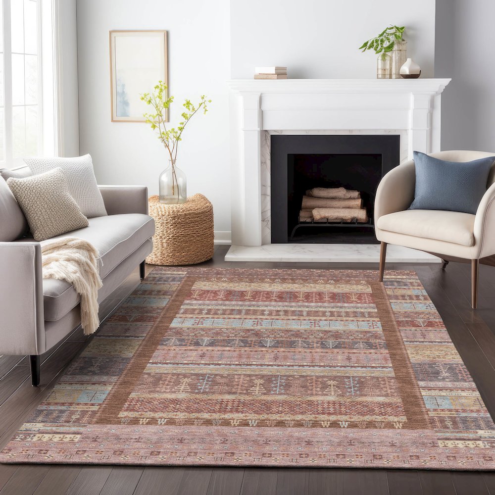 Machine Washable Indoor/Outdoor Chantille ACN2160 Paprika 2'6" x 3'10" Rug. Picture 6