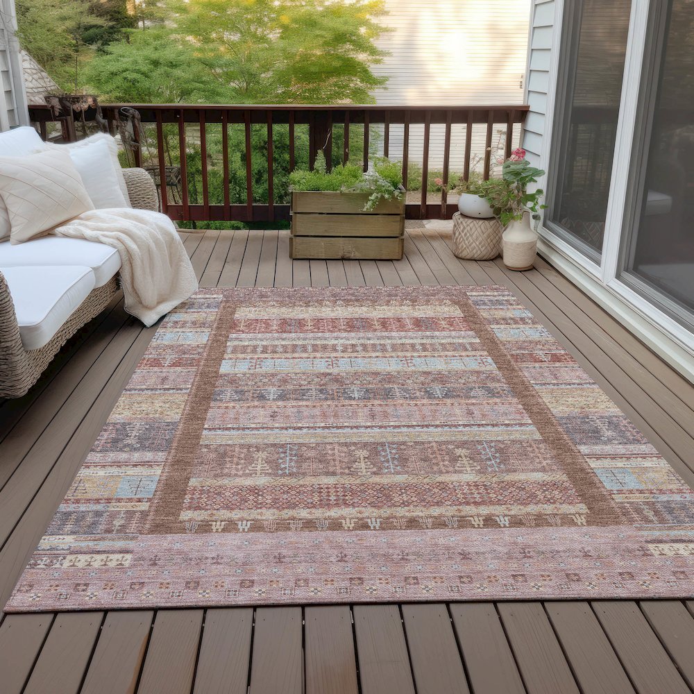 Machine Washable Indoor/Outdoor Chantille ACN2160 Paprika 2'6" x 3'10" Rug. Picture 7