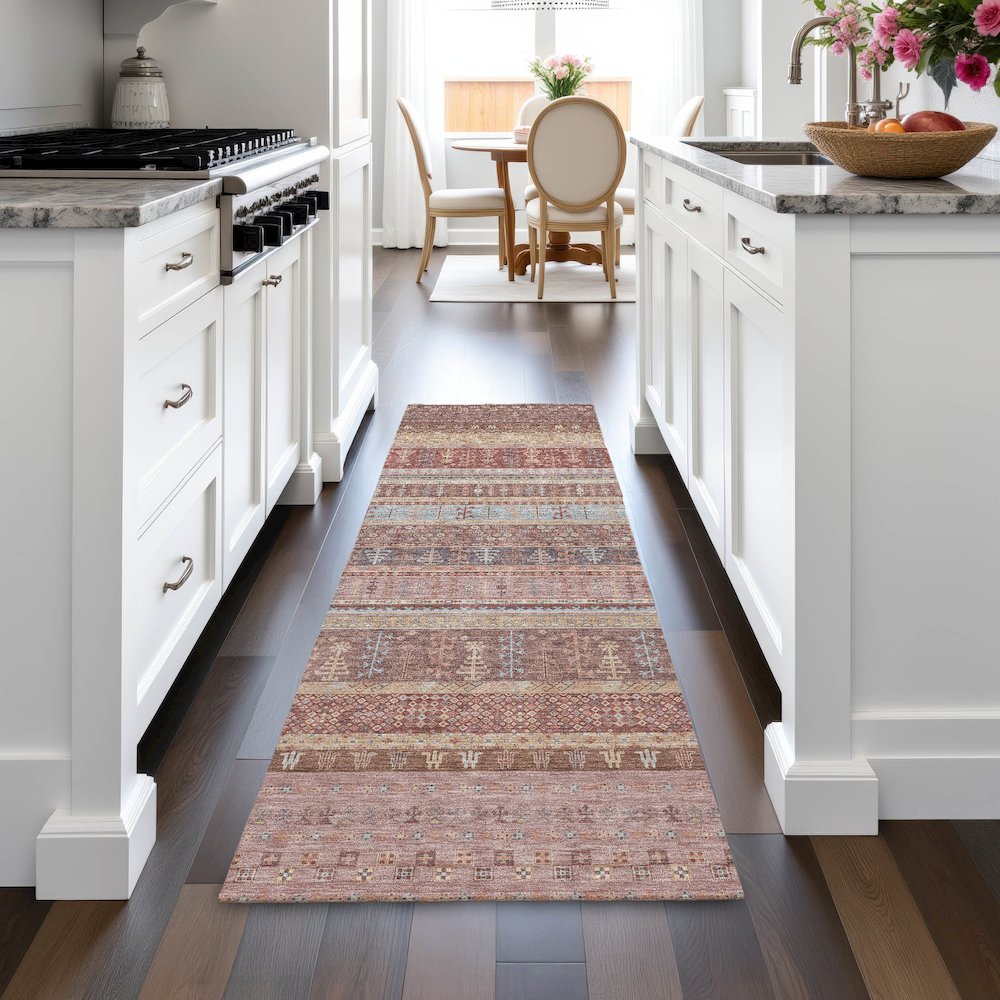Machine Washable Indoor/Outdoor Chantille ACN2160 Paprika 2'3" x 7'6" Runner Rug. Picture 5