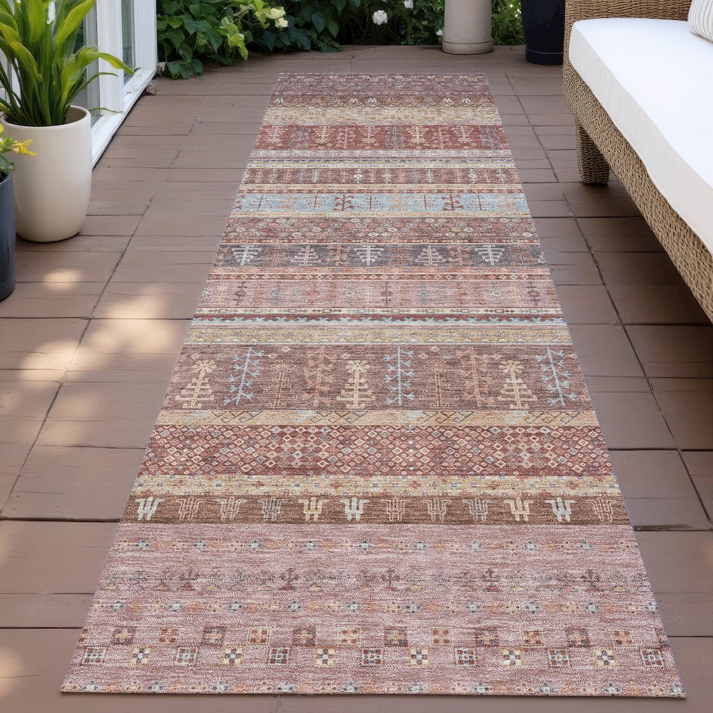 Machine Washable Indoor/Outdoor Chantille ACN2160 Paprika 2'3" x 7'6" Runner Rug. Picture 6