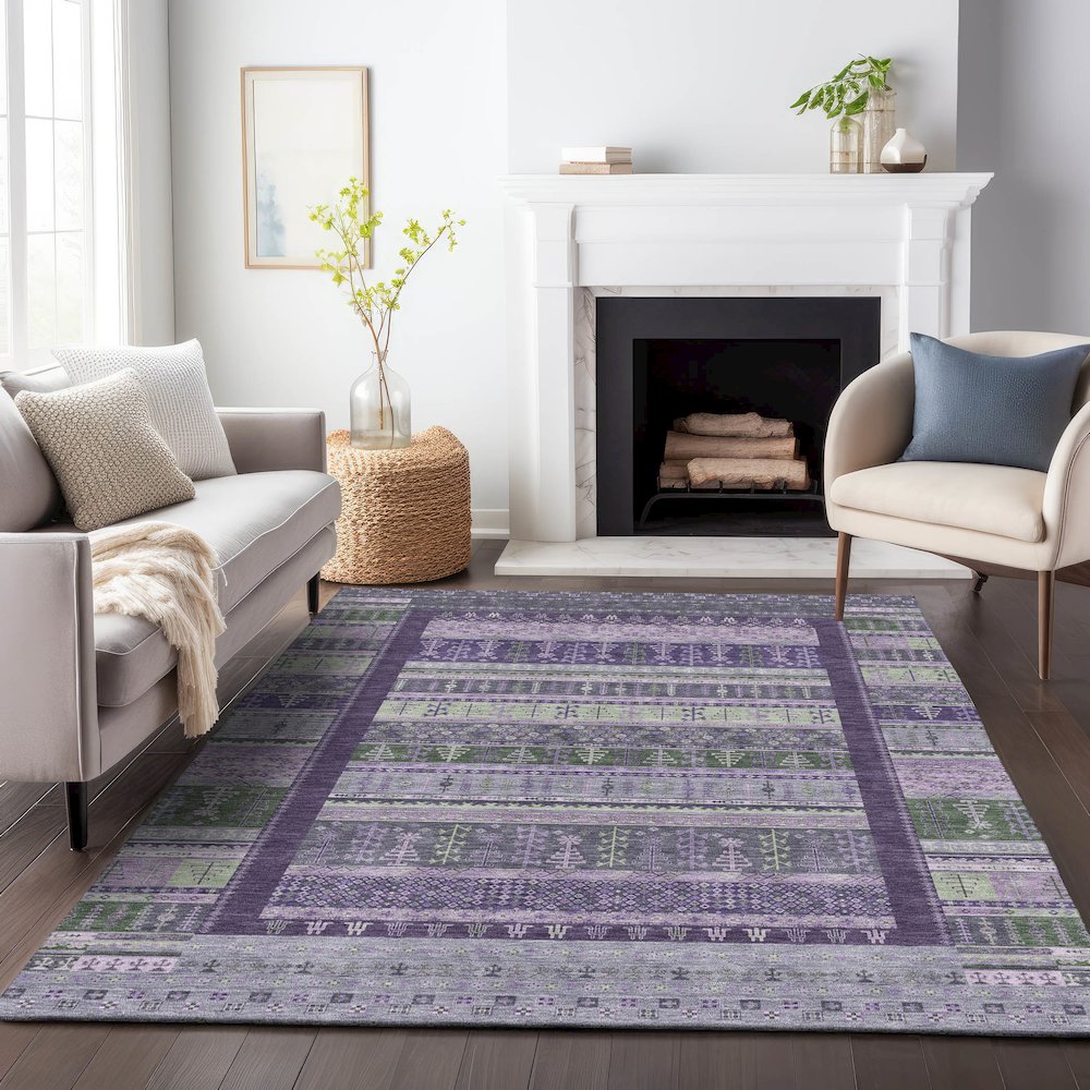 Machine Washable Indoor/Outdoor Chantille ACN2160 Purple 2'6" x 3'10" Rug. Picture 6