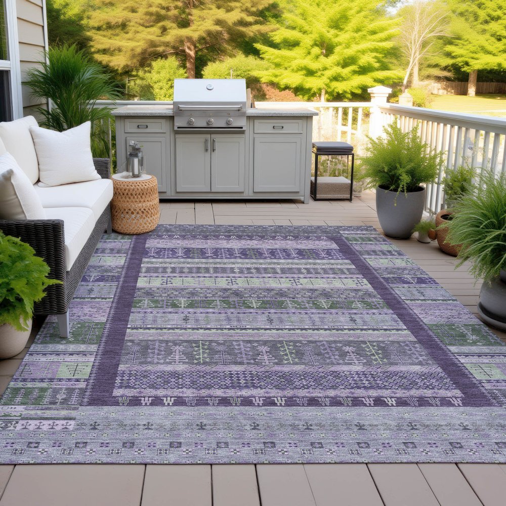 Machine Washable Indoor/Outdoor Chantille ACN2160 Purple 2'6" x 3'10" Rug. Picture 7