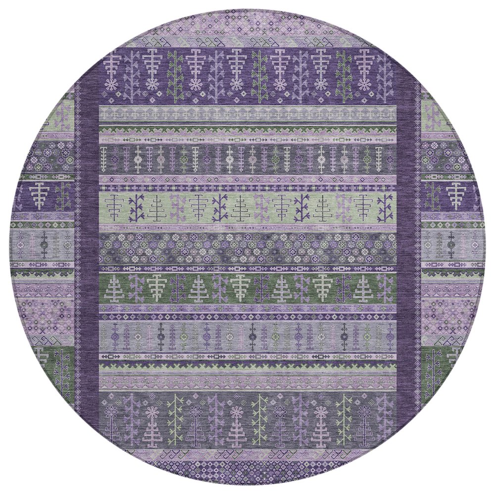 Machine Washable Indoor/Outdoor Chantille ACN2160 Purple 8' x 8' Round Rug. Picture 1