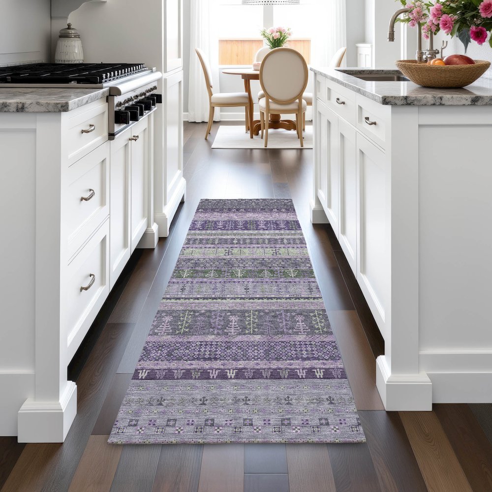 Machine Washable Indoor/Outdoor Chantille ACN2160 Purple 2'3" x 7'6" Runner Rug. Picture 5