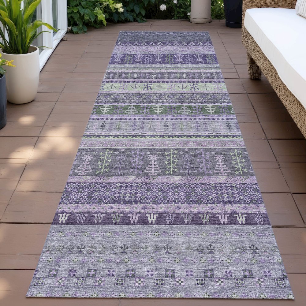 Machine Washable Indoor/Outdoor Chantille ACN2160 Purple 2'3" x 7'6" Runner Rug. Picture 6