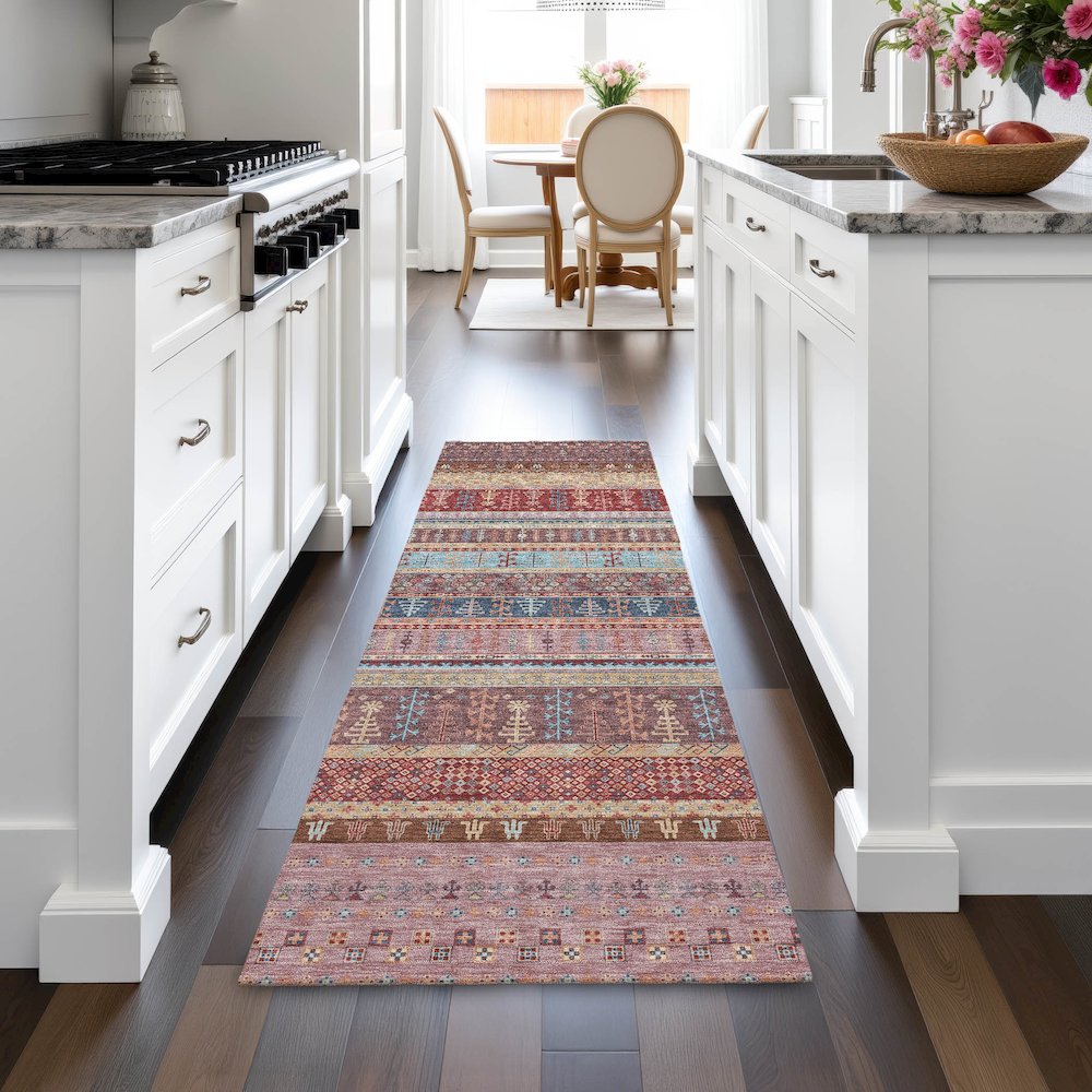 Machine Washable Indoor/Outdoor Chantille ACN2160 Red 2'3" x 7'6" Runner Rug. Picture 5