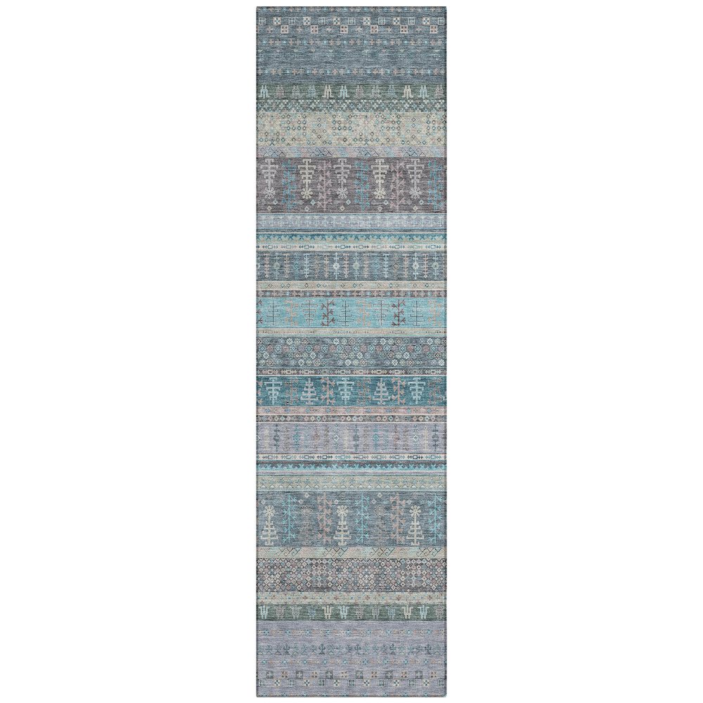 Machine Washable Indoor/Outdoor Chantille ACN2160 Teal 2'3" x 7'6" Runner Rug. Picture 1