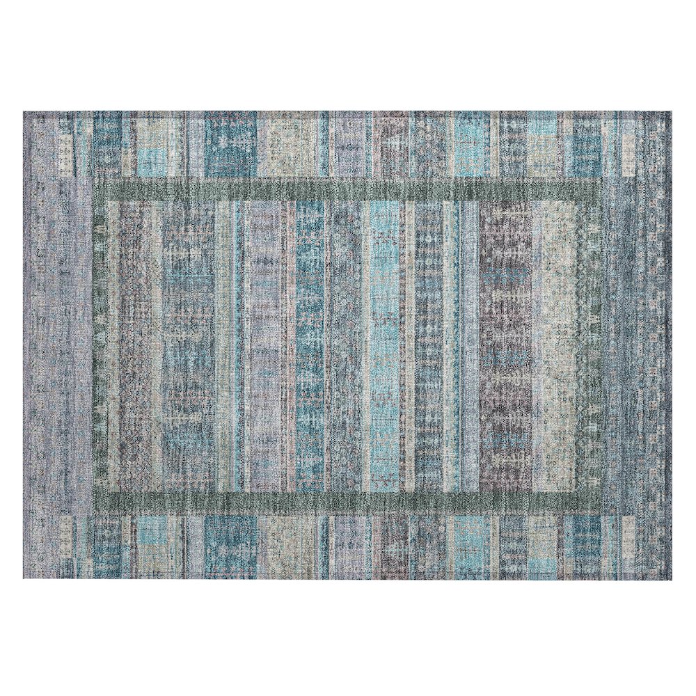 Machine Washable Indoor/Outdoor Chantille ACN2160 Teal 1'8" x 2'6" Rug. Picture 1