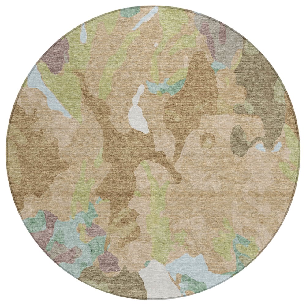 Machine Washable Indoor/Outdoor Chantille ACN2161 Beige 8' x 8' Round Rug. Picture 1