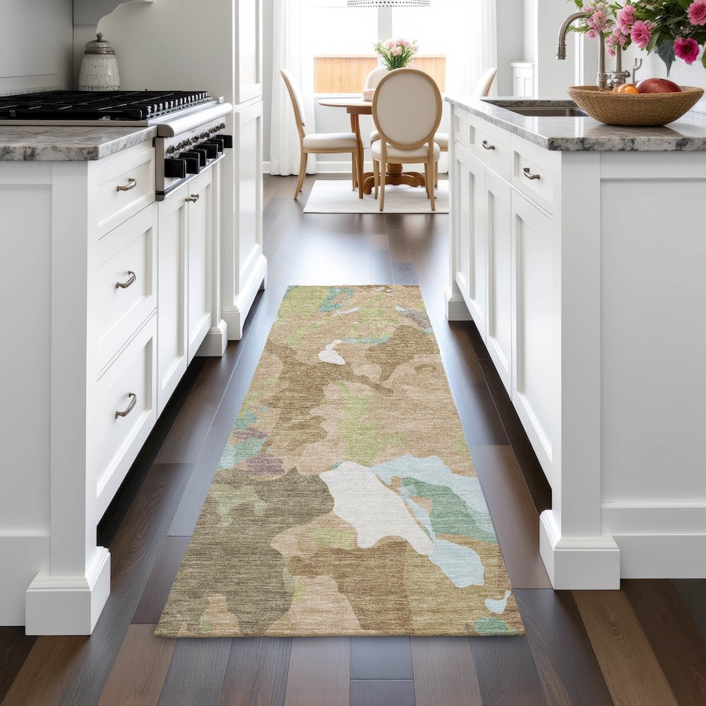 Machine Washable Indoor/Outdoor Chantille ACN2161 Beige 2'3" x 7'6" Runner Rug. Picture 5