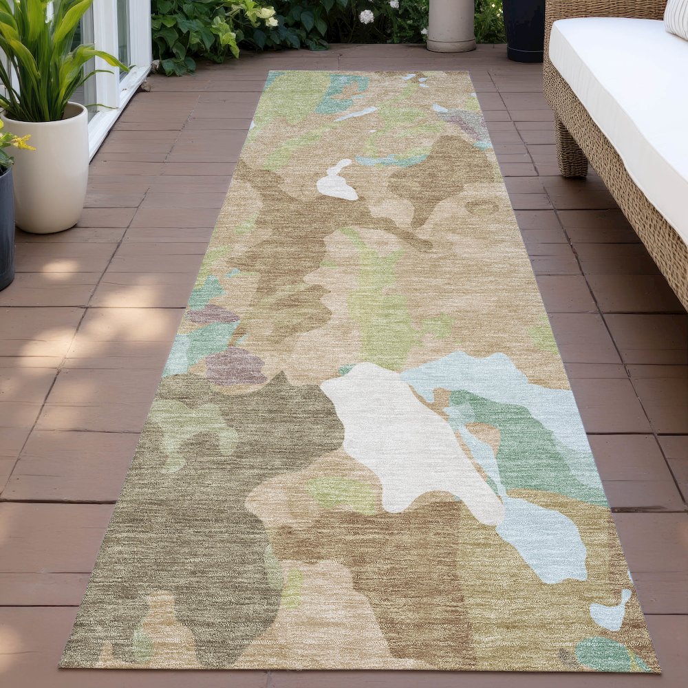 Machine Washable Indoor/Outdoor Chantille ACN2161 Beige 2'3" x 7'6" Runner Rug. Picture 6