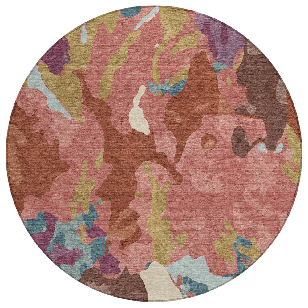 Machine Washable Indoor/Outdoor Chantille ACN2161 Pink 8' x 8' Round Rug. Picture 1