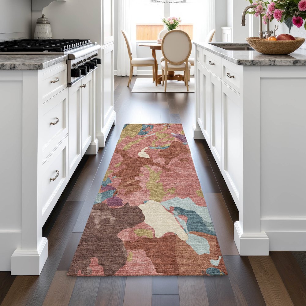 Machine Washable Indoor/Outdoor Chantille ACN2161 Pink 2'3" x 7'6" Runner Rug. Picture 5