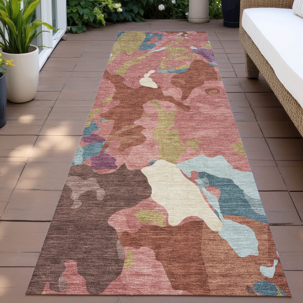 Machine Washable Indoor/Outdoor Chantille ACN2161 Pink 2'3" x 7'6" Runner Rug. Picture 6