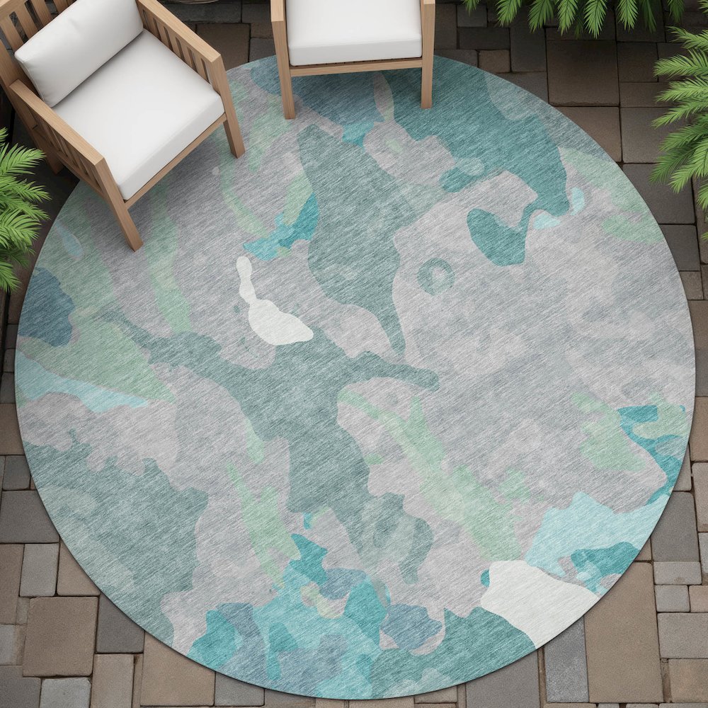 Machine Washable Indoor/Outdoor Chantille ACN2161 Taupe 8' x 8' Round Rug. Picture 6