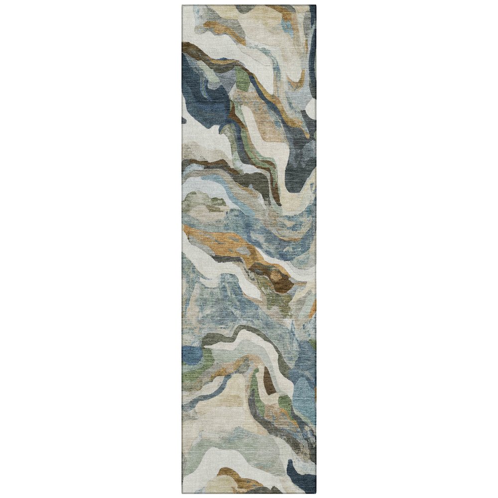 Machine Washable Indoor/Outdoor Chantille ACN2162 Denim 2'3" x 7'6" Runner Rug. Picture 1