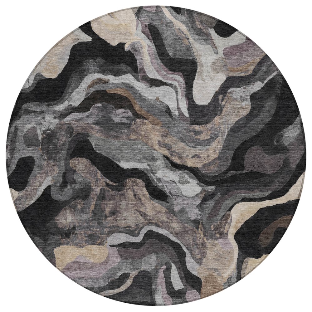 Machine Washable Indoor/Outdoor Chantille ACN2162 Granite 8' x 8' Round Rug. Picture 1