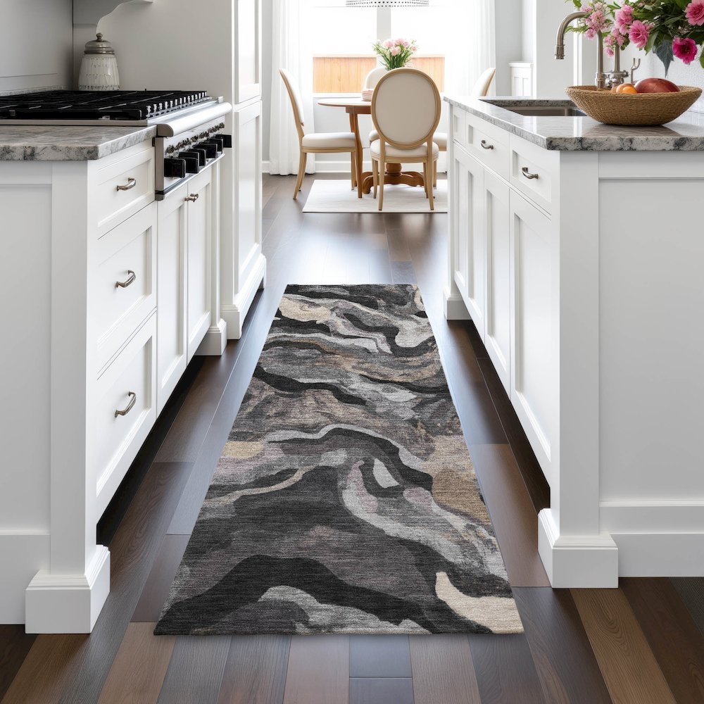 Machine Washable Indoor/Outdoor Chantille ACN2162 Granite 2'3" x 7'6" Runner Rug. Picture 5