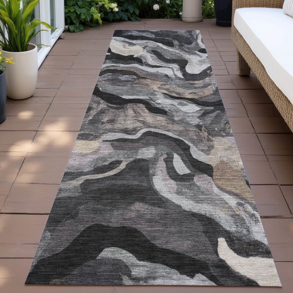 Machine Washable Indoor/Outdoor Chantille ACN2162 Granite 2'3" x 7'6" Runner Rug. Picture 6