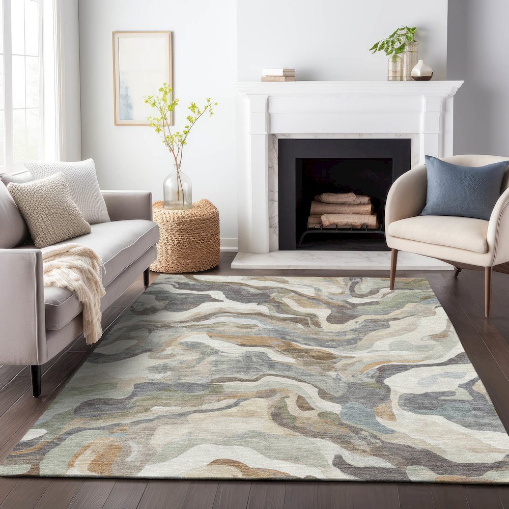 Machine Washable Indoor/Outdoor Chantille ACN2162 Khaki 2'6" x 3'10" Rug. Picture 6