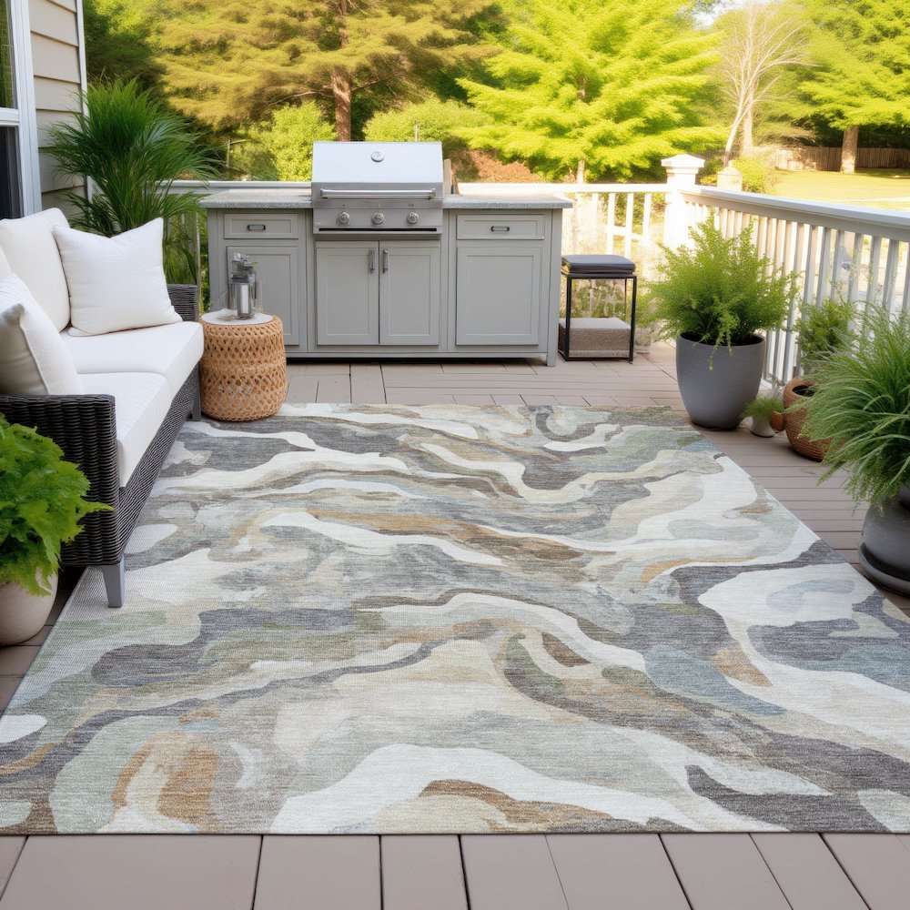 Machine Washable Indoor/Outdoor Chantille ACN2162 Khaki 2'6" x 3'10" Rug. Picture 7