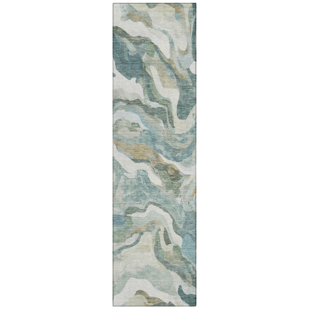 Machine Washable Indoor/Outdoor Chantille ACN2162 Teal 2'3" x 7'6" Runner Rug. Picture 1
