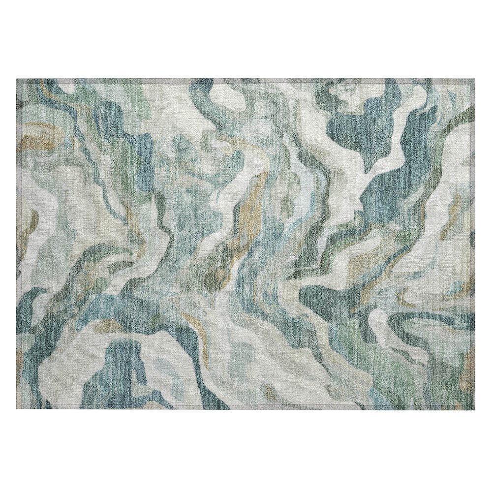 Machine Washable Indoor/Outdoor Chantille ACN2162 Teal 1'8" x 2'6" Rug. Picture 1