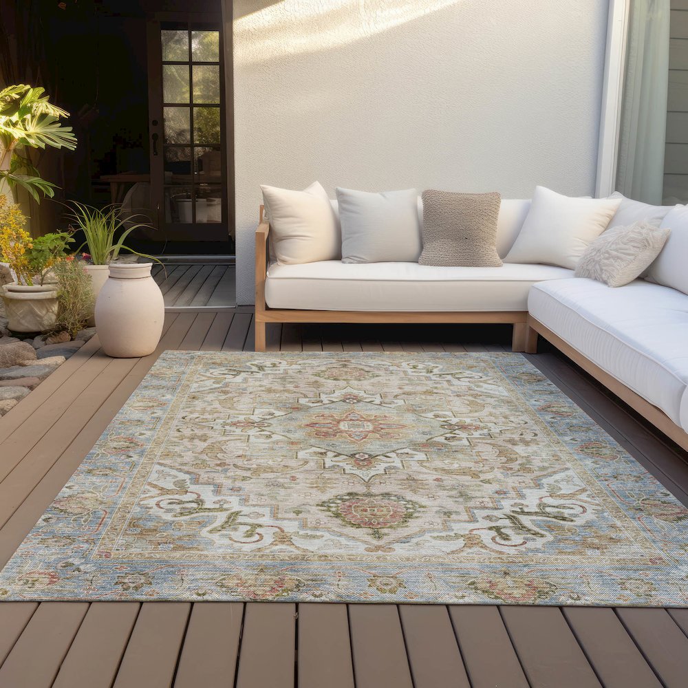 Machine Washable Indoor/Outdoor Chantille ACN2163 Beige 2'6" x 3'10" Rug. Picture 7