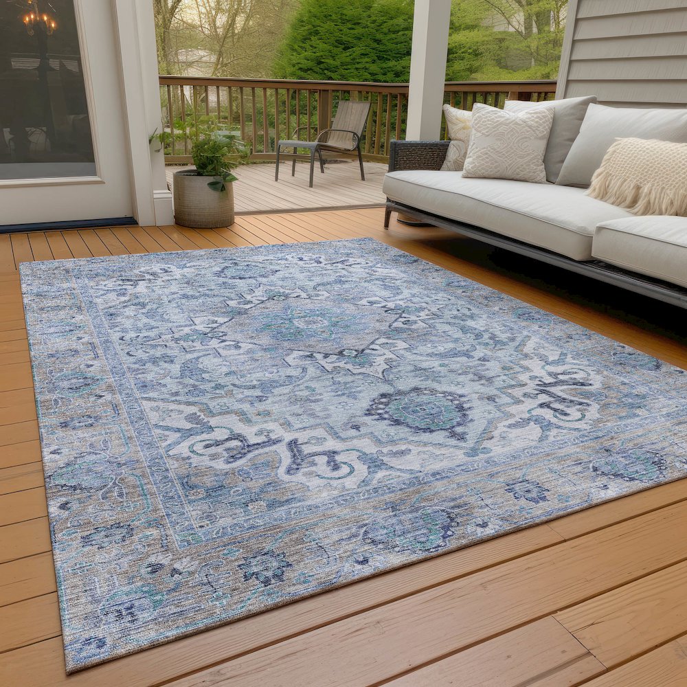 Machine Washable Indoor/Outdoor Chantille ACN2163 Blue 2'6" x 3'10" Rug. Picture 7