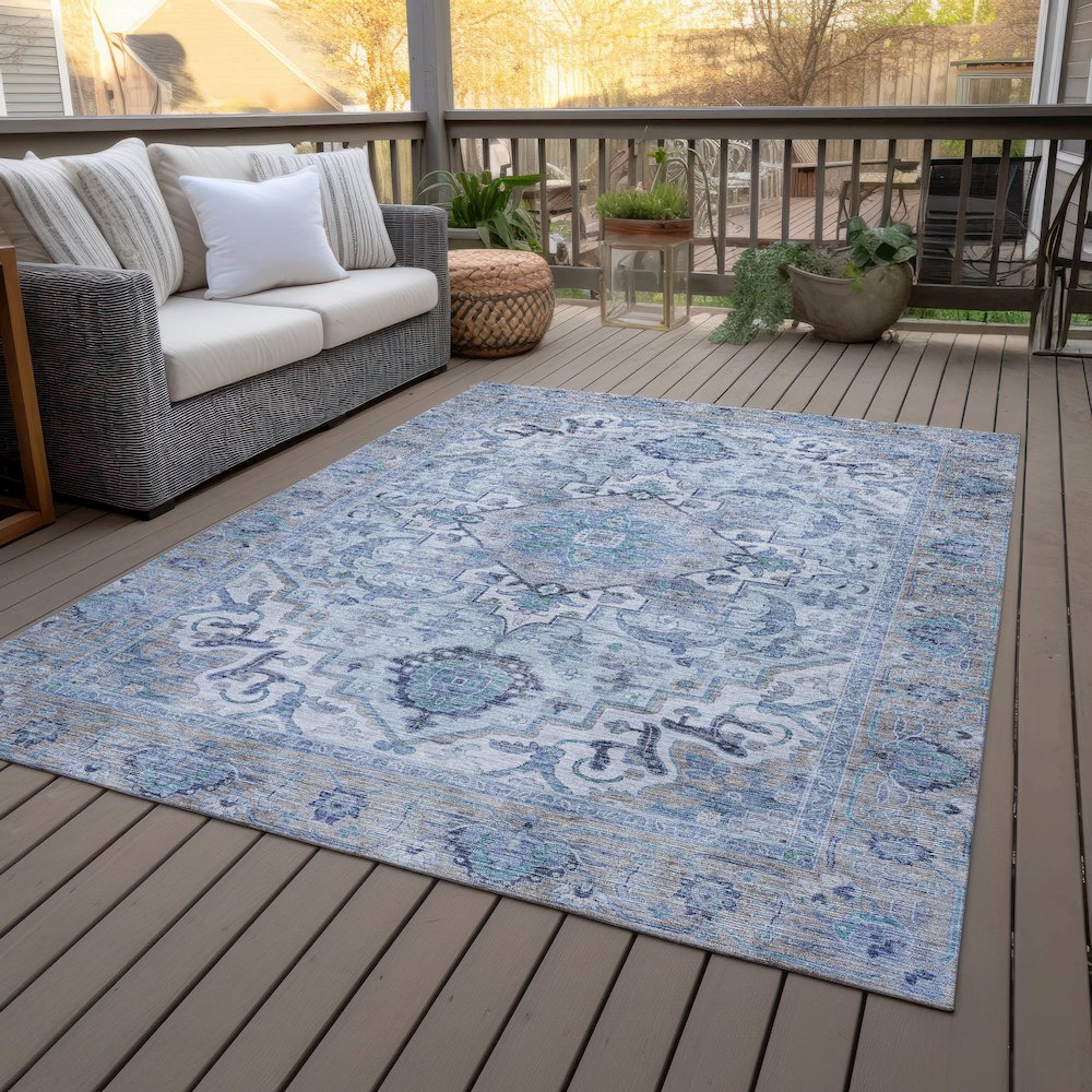 Machine Washable Indoor/Outdoor Chantille ACN2163 Blue 2'6" x 3'10" Rug. Picture 8