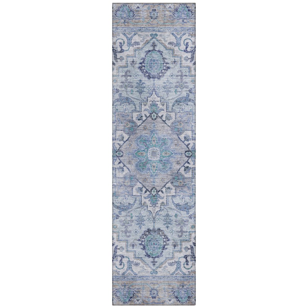 Machine Washable Indoor/Outdoor Chantille ACN2163 Blue 2'3" x 7'6" Runner Rug. Picture 1