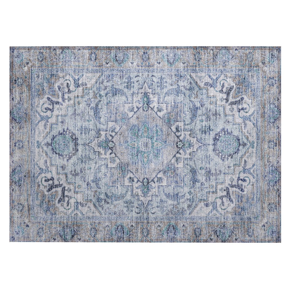 Machine Washable Indoor/Outdoor Chantille ACN2163 Blue 1'8" x 2'6" Rug. Picture 1