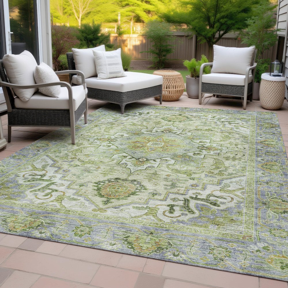 Machine Washable Indoor/Outdoor Chantille ACN2163 Green 2'6" x 3'10" Rug. Picture 8