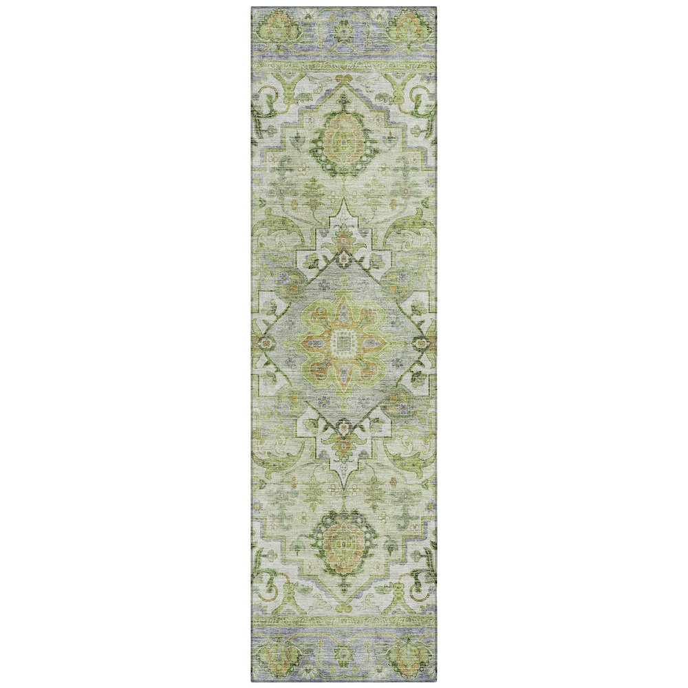Machine Washable Indoor/Outdoor Chantille ACN2163 Green 2'3" x 7'6" Runner Rug. Picture 1
