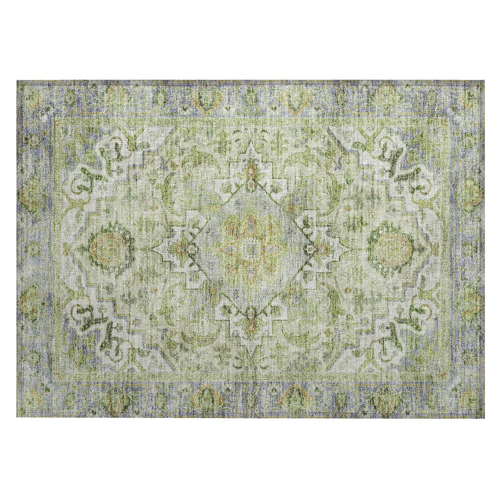 Machine Washable Indoor/Outdoor Chantille ACN2163 Green 1'8" x 2'6" Rug. Picture 1
