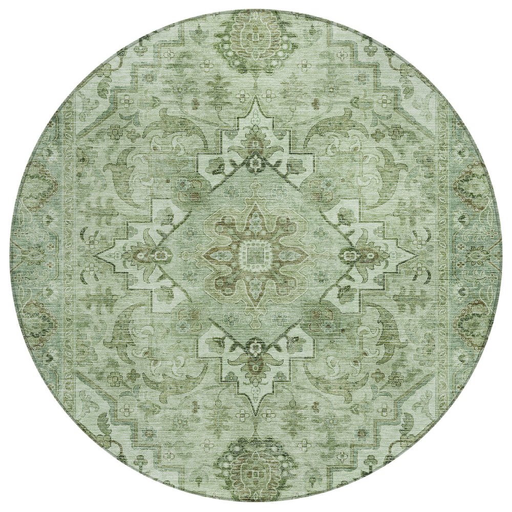 Machine Washable Indoor/Outdoor Chantille ACN2164 Aloe 8' x 8' Round Rug. Picture 1
