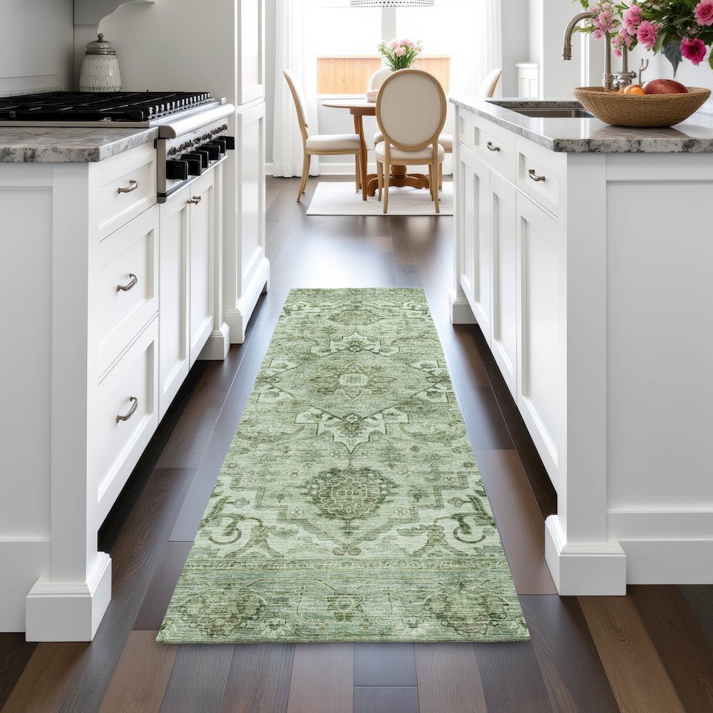 Machine Washable Indoor/Outdoor Chantille ACN2164 Aloe 2'3" x 7'6" Runner Rug. Picture 5