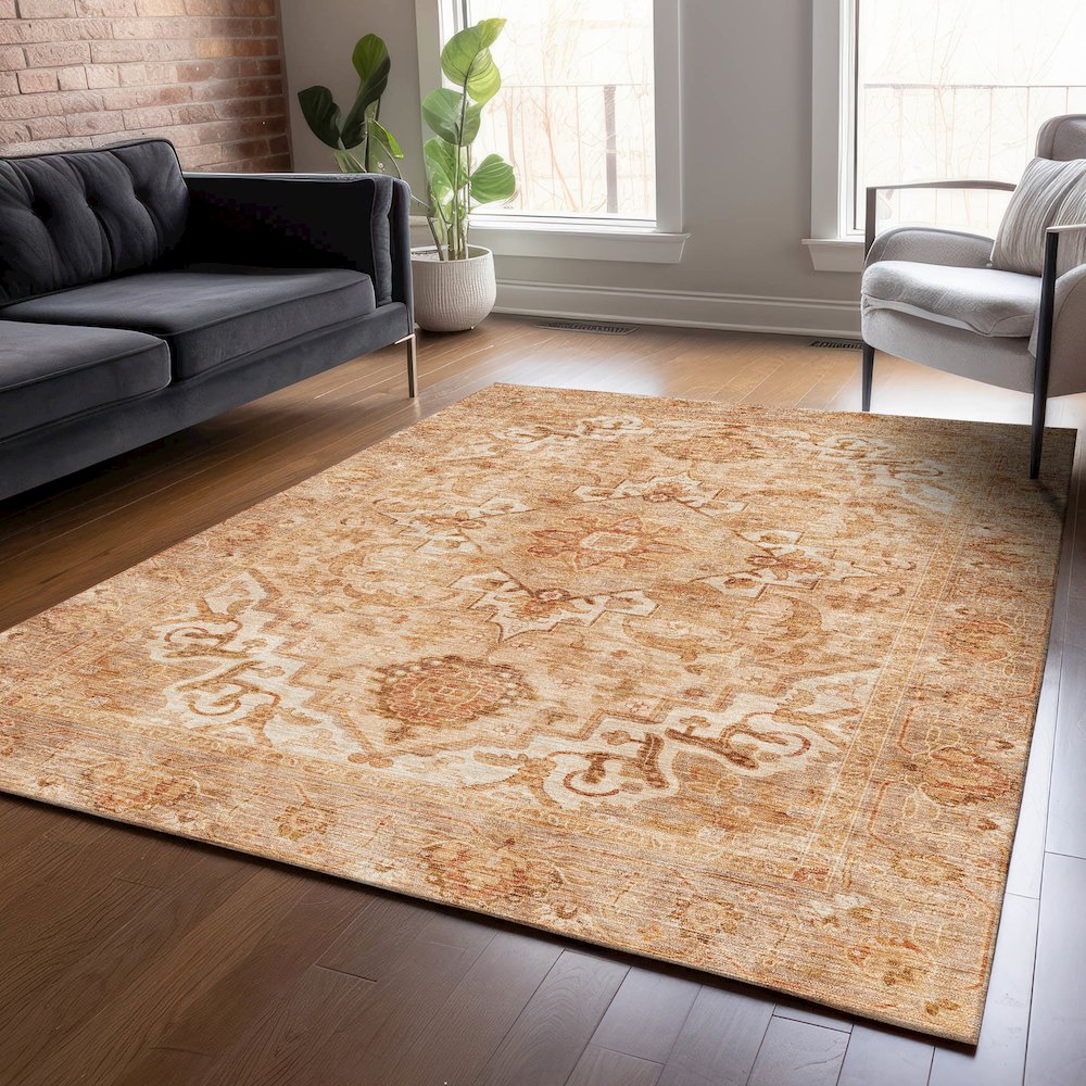 Machine Washable Indoor/Outdoor Chantille ACN2164 Copper 2'6" x 3'10" Rug. Picture 5