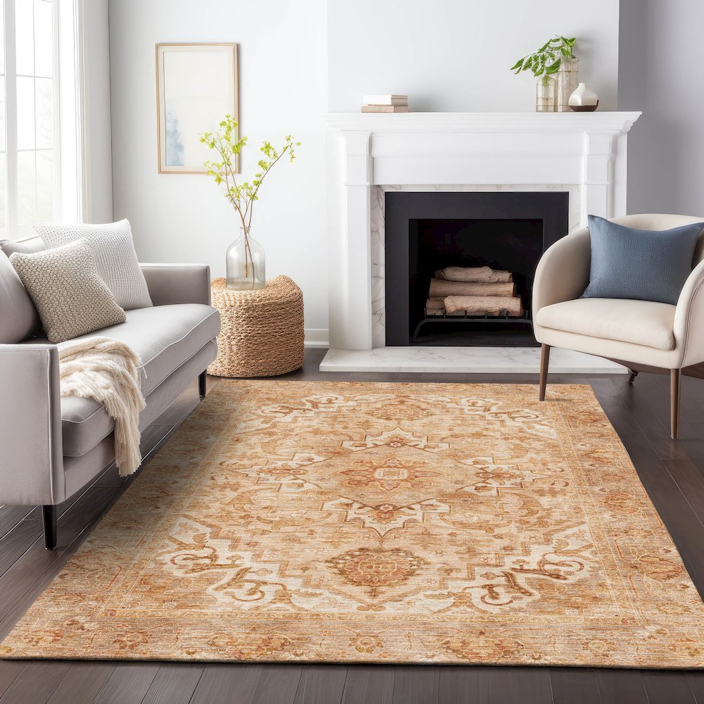 Machine Washable Indoor/Outdoor Chantille ACN2164 Copper 2'6" x 3'10" Rug. Picture 6