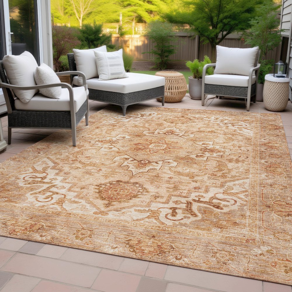 Machine Washable Indoor/Outdoor Chantille ACN2164 Copper 2'6" x 3'10" Rug. Picture 8