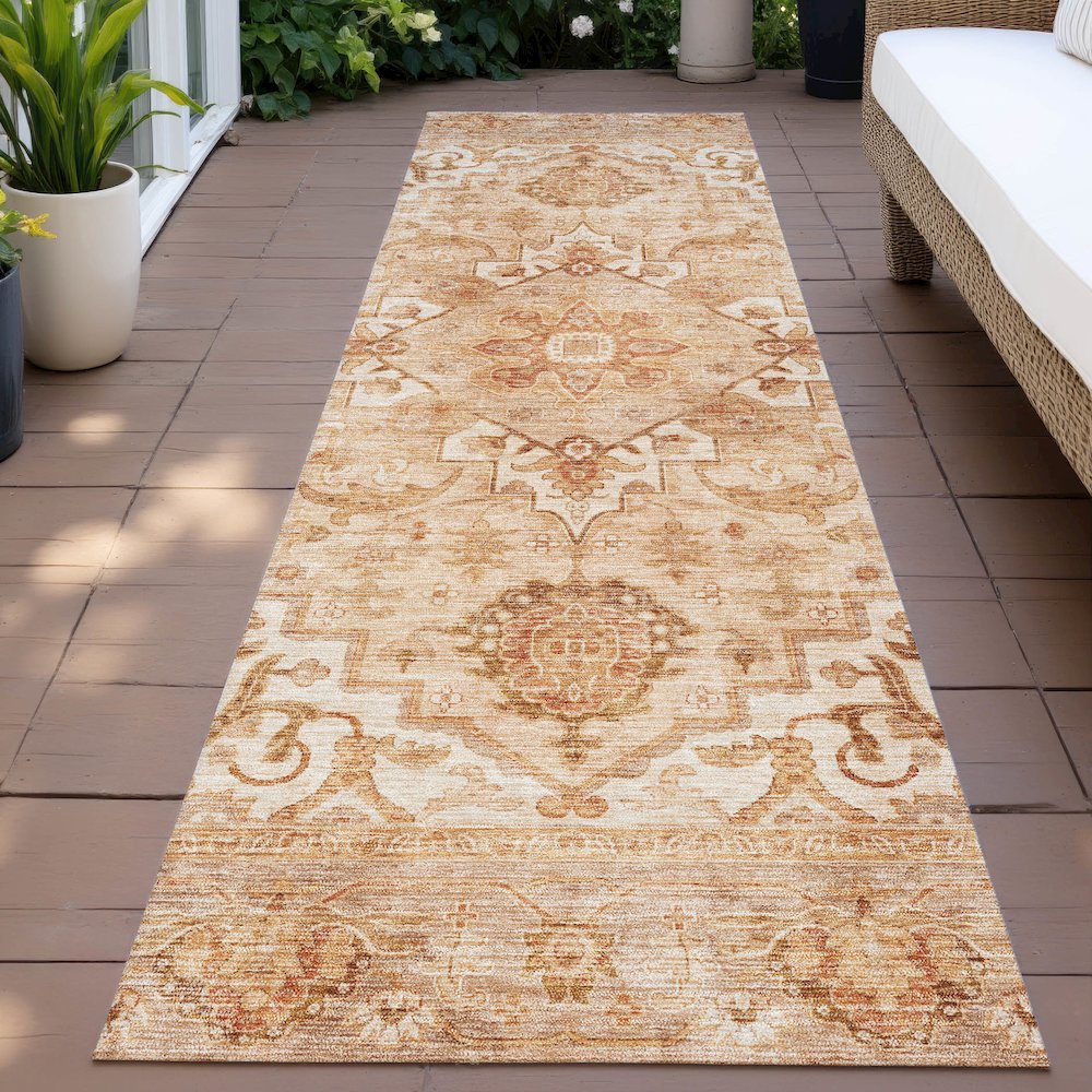 Machine Washable Indoor/Outdoor Chantille ACN2164 Copper 2'3" x 7'6" Runner Rug. Picture 6