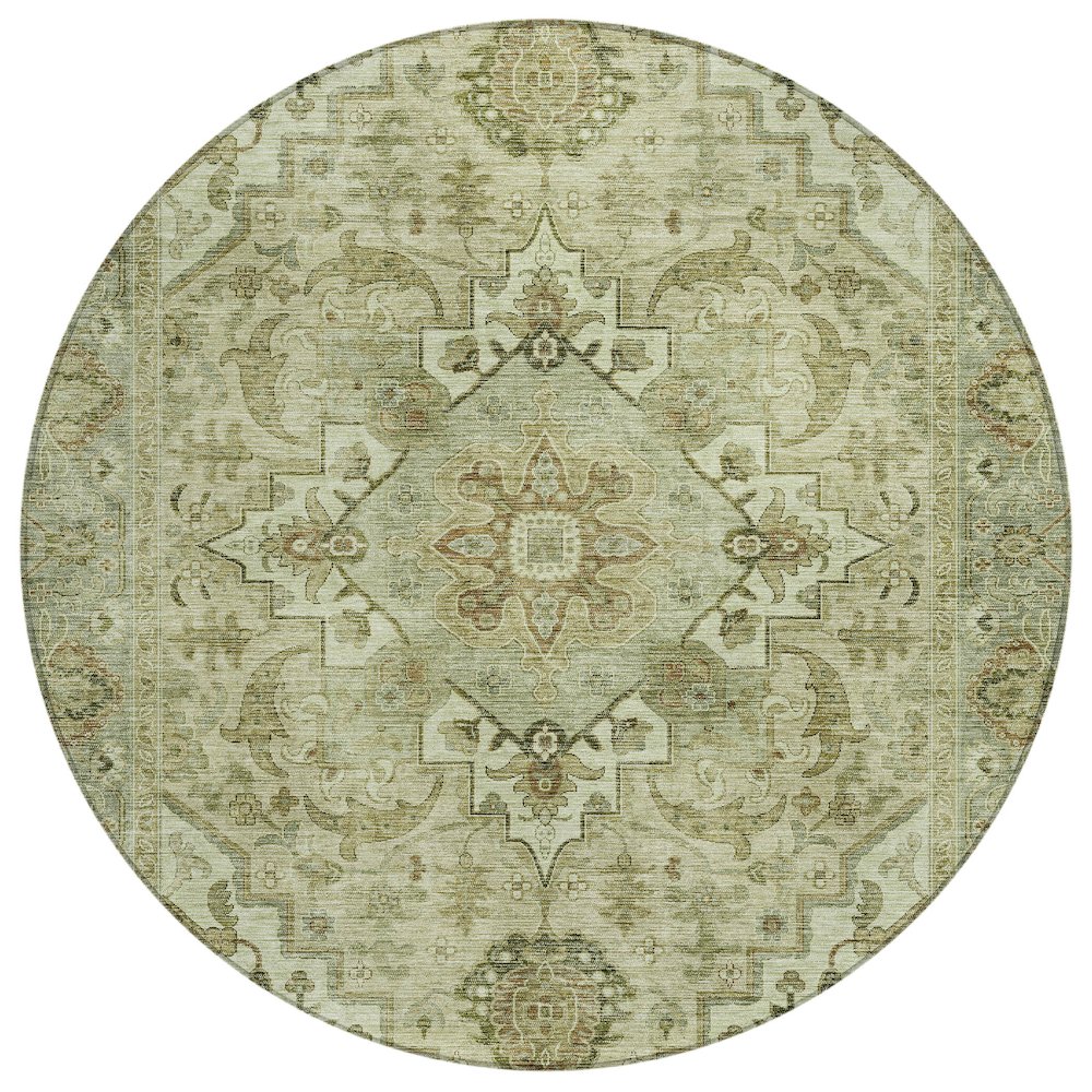 Machine Washable Indoor/Outdoor Chantille ACN2164 Sage 8' x 8' Round Rug. Picture 1